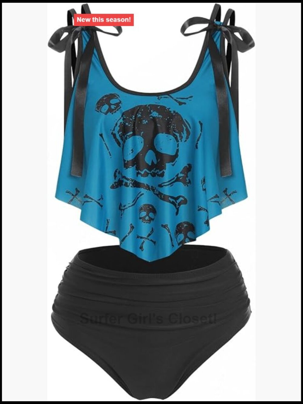 Gothic Skull Tankini Bikini Set High Waisted Tummy Control Two Piece Swimsuit